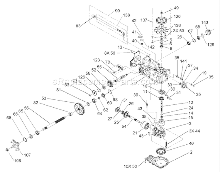 RH Hydro Transaxle Assembly Diagram and Parts List for 74701 230000001-230999999 - 2003 Toro Lawn Tractor