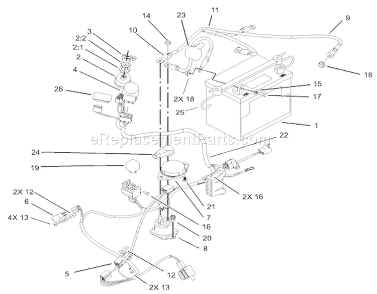 Electrical Assembly Diagram and Parts List for 74701 230000001-230999999 - 2003 Toro Lawn Tractor