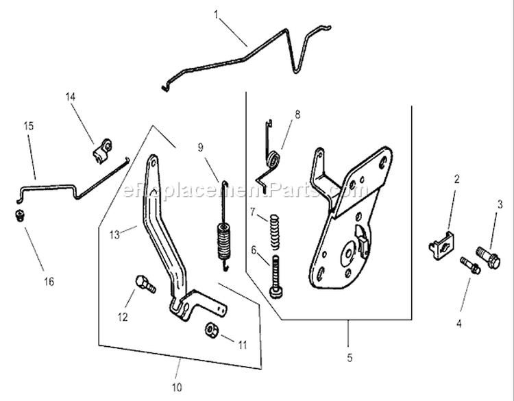 Engine Controls Assembly Diagram and Parts List for 74701 230000001-230999999 - 2003 Toro Lawn Tractor