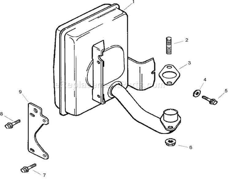 Exhaust Assembly Diagram and Parts List for 74603 260000001-260999999 - 2006 Toro Lawn Tractor