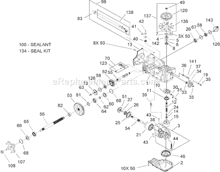 RH Hydro Transaxle Assembly Diagram and Parts List for 74702 240000001-240000199 - 2004 Toro Lawn Tractor