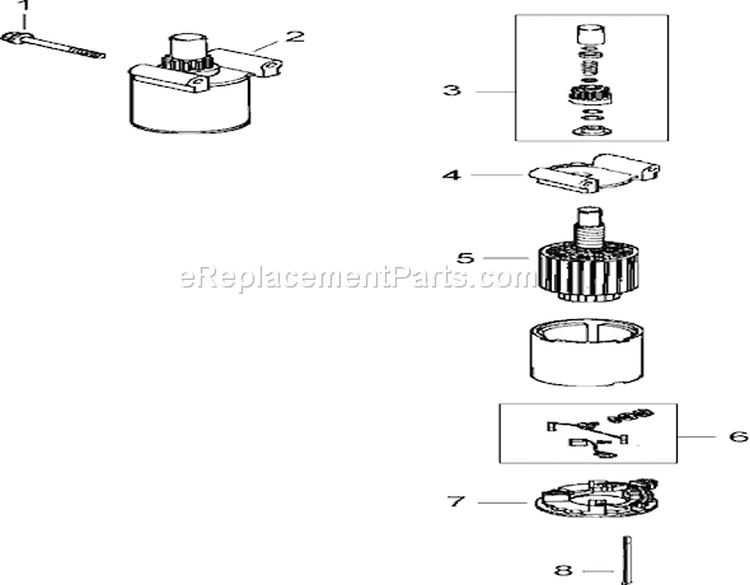 Starter Assembly Diagram and Parts List for 74603 260000001-260999999 - 2006 Toro Lawn Tractor