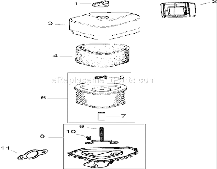 Air Intake and Filtration Assembly Diagram and Parts List for 74603 260000001-260999999 - 2006 Toro Lawn Tractor