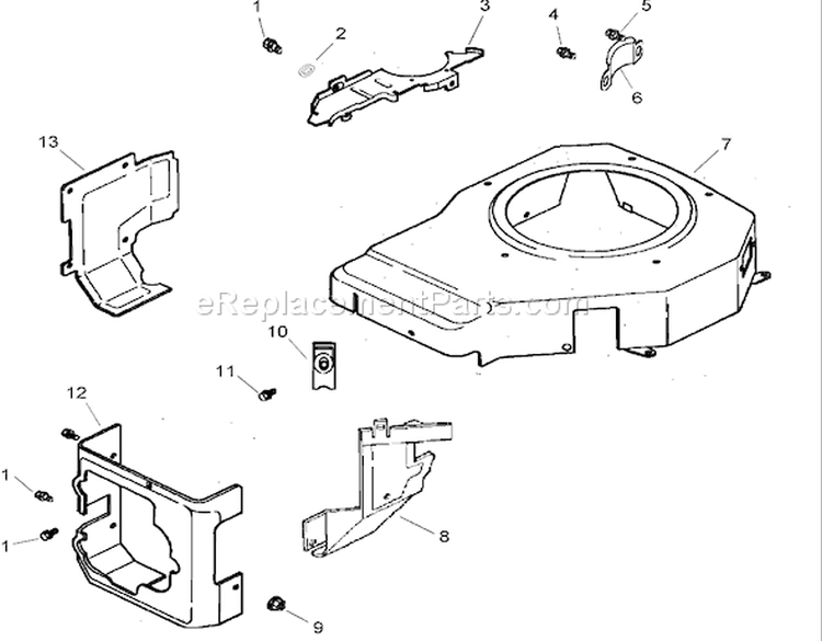 Blower Housing and Baffle Assembly Diagram and Parts List for 74603 260000001-260999999 - 2006 Toro Lawn Tractor