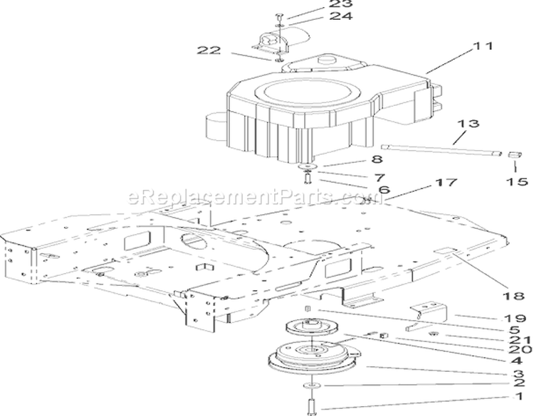 Engine and Clutch Assembly Diagram and Parts List for 74702 240000001-240000199 - 2004 Toro Lawn Tractor