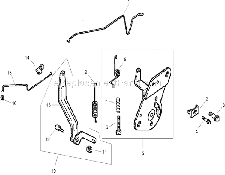 Engine Control Assembly Diagram and Parts List for 74603 260000001-260999999 - 2006 Toro Lawn Tractor