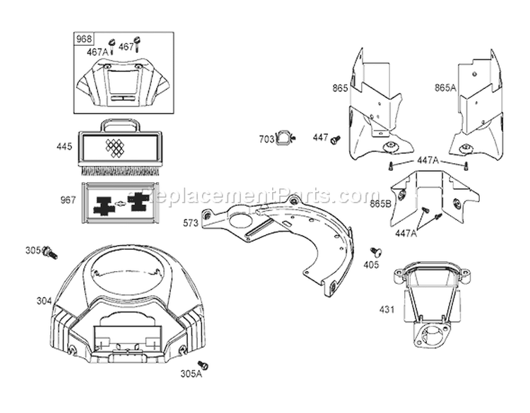 Air Cleaner Assembly Briggs and Stratton 406577-0191-E1 Diagram and Parts List for 74704 250000001-250999999 - 2005 Toro Lawn Tractor
