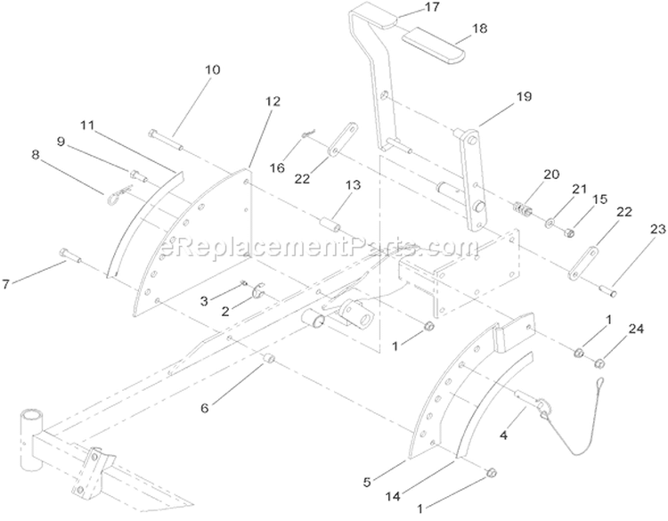 Deck Height Control Assembly Diagram and Parts List for 74704 250000001-250999999 - 2005 Toro Lawn Tractor