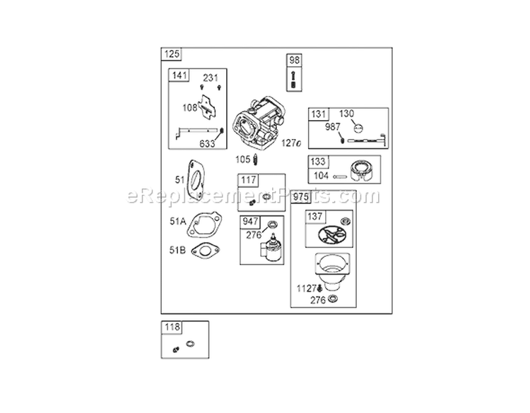 Carburetor Assembly Briggs and Stratton 406577-0191-E1 Diagram and Parts List for 74704 250000001-250999999 - 2005 Toro Lawn Tractor