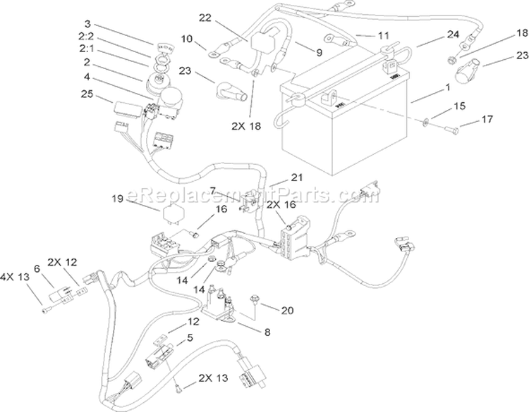 Electrical Assembly Diagram and Parts List for 74603 260000001-260999999 - 2006 Toro Lawn Tractor