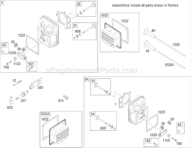 Head Assembly Briggs and Stratton 441577-0122-E1 Diagram and Parts List for 74704 260000001-260999999 - 2006 Toro Lawn Tractor