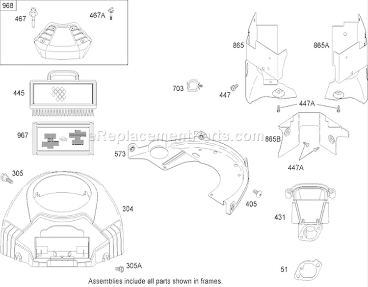 Air Cleaner Assembly Briggs and Stratton 441577-0122-E1 Diagram and Parts List for 74704 260000001-260999999 - 2006 Toro Lawn Tractor