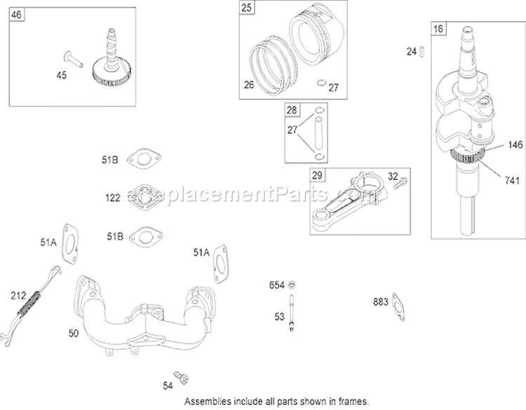 Crankshaft Assembly Briggs and Stratton 441577-0122-E1 Diagram and Parts List for 74704 260000001-260999999 - 2006 Toro Lawn Tractor