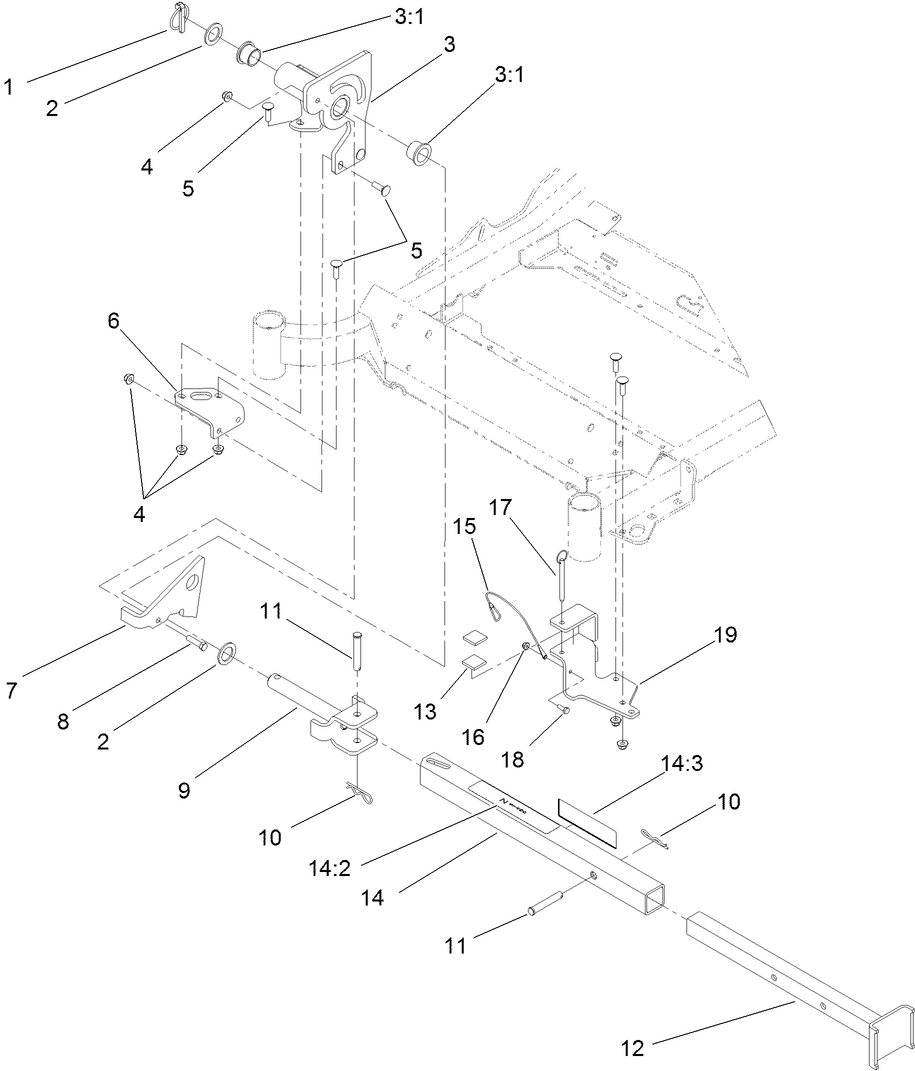 Z Stand Assembly Diagram and Parts List for 74141TE (312000001-312999999)(2012) Toro Lawn Mower