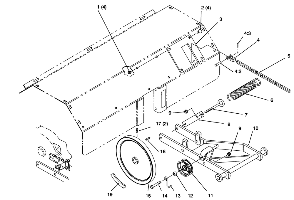 Hitch, Drive & Idler Pulleys Diagram and Parts List for 79271 5900001 - 5999999 Toro Lawn Tractor