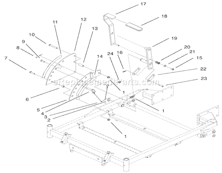 Height-of-Cut Handle and Plate Assembly Diagram and Parts List for 74801 220000001-220999999 - 2002 Toro Lawn Tractor