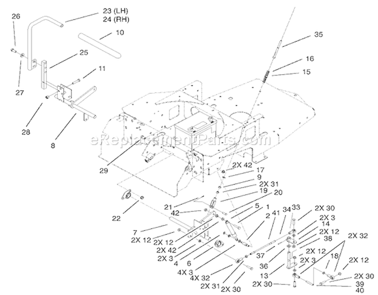 Motion Control Assembly Diagram and Parts List for 74801 220000001-220999999 - 2002 Toro Lawn Tractor