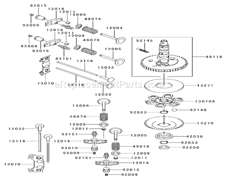 Valve / Camshaft Assembly Kawasaki FH 531V-AS07 Diagram and Parts List for 74801 220000001-220999999 - 2002 Toro Lawn Tractor