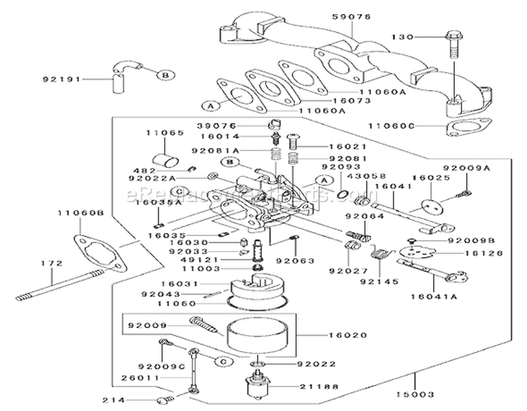 Carburetor Assembly Kawasaki FH 531V-AS07 Diagram and Parts List for 74801 220000001-220999999 - 2002 Toro Lawn Tractor