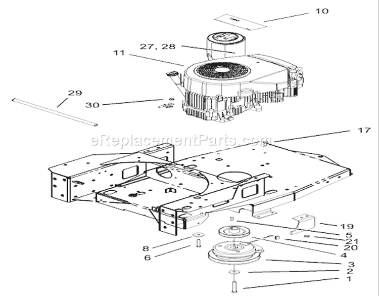 Engine and Clutch Assembly Diagram and Parts List for 74801 230000001-230999999 - 2003 Toro Lawn Tractor