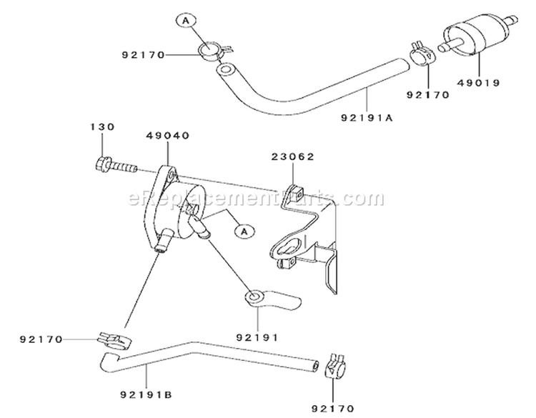 Fuel Tank / Fuel Valve Assembly Kawasaki FH531V-CS07 Diagram and Parts List for 74801 230000001-230999999 - 2003 Toro Lawn Tractor