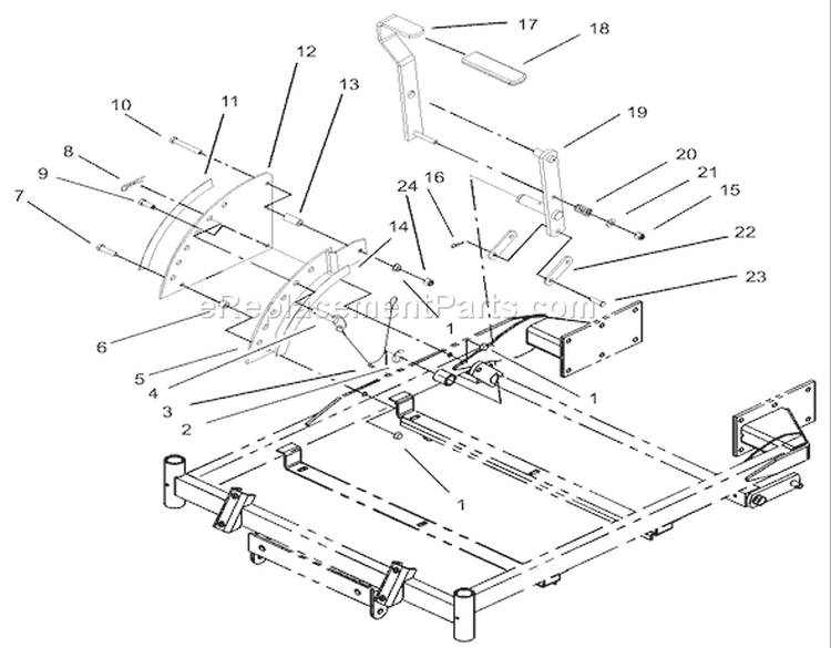 Height-of-Cut Handle and Plate Assembly Diagram and Parts List for 74801 230000001-230999999 - 2003 Toro Lawn Tractor