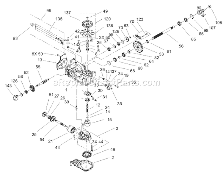 LH Hydro Transaxle Assembly No. 107-1709 Diagram and Parts List for 74801 230000001-230999999 - 2003 Toro Lawn Tractor