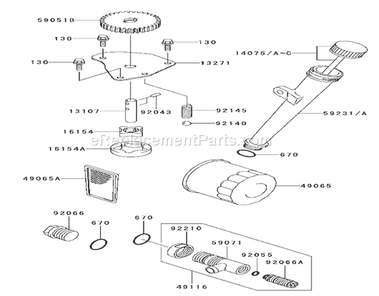 Lubrication Equipment Assembly Kawasaki FH531V-CS07 Diagram and Parts List for 74801 230000001-230999999 - 2003 Toro Lawn Tractor