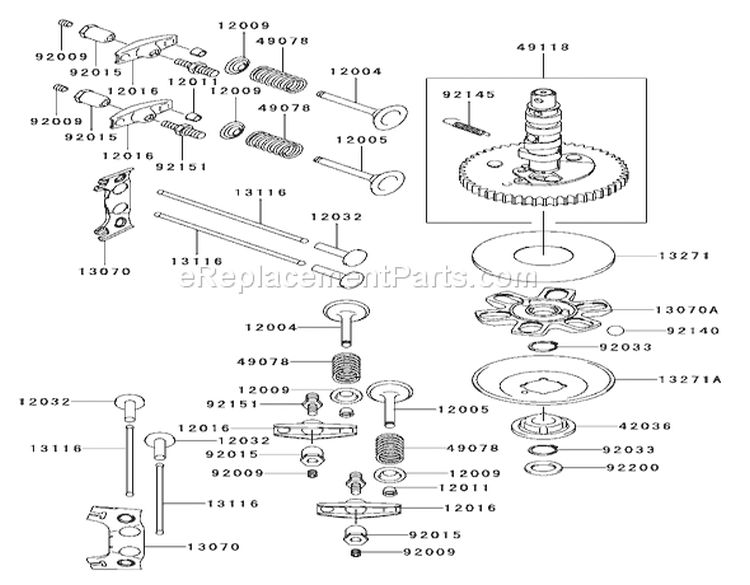 Valve / Camshaft Assembly Kawasaki FH531V-CS07 Diagram and Parts List for 74801 230000001-230999999 - 2003 Toro Lawn Tractor