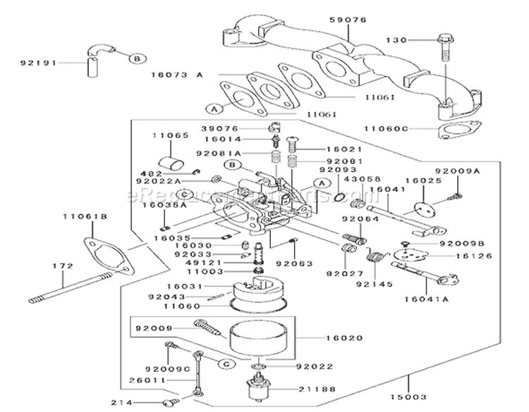 Carburetor Assembly Kawasaki FH531V-CS07 Diagram and Parts List for 74801 230000001-230999999 - 2003 Toro Lawn Tractor