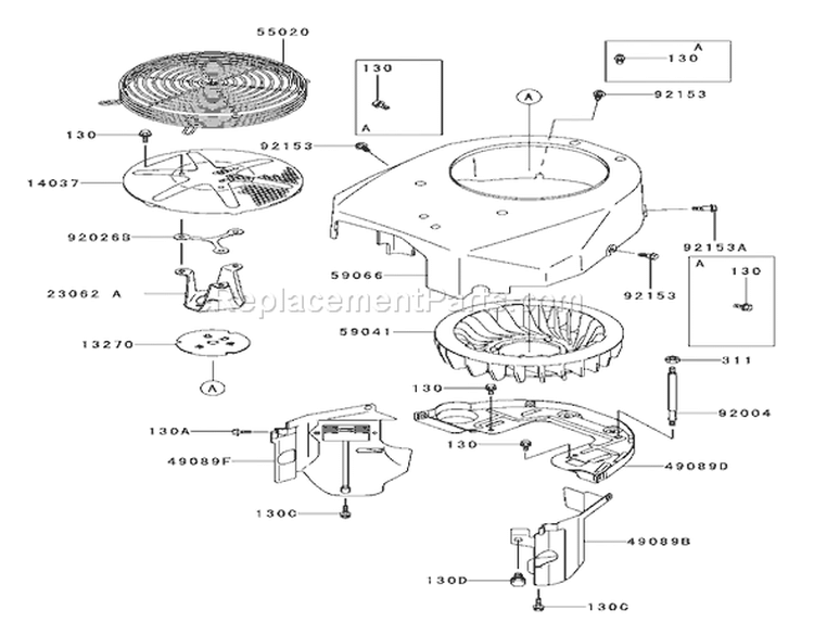 Cooling Equipment Assembly Kawasaki FH531V-CS07 Diagram and Parts List for 74801 230000001-230999999 - 2003 Toro Lawn Tractor
