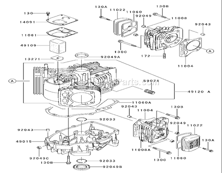 Cylinder / Crankcase Assembly Kawasaki FH 531V-CS07 Diagram and Parts List for 74801 230000001-230999999 - 2003 Toro Lawn Tractor
