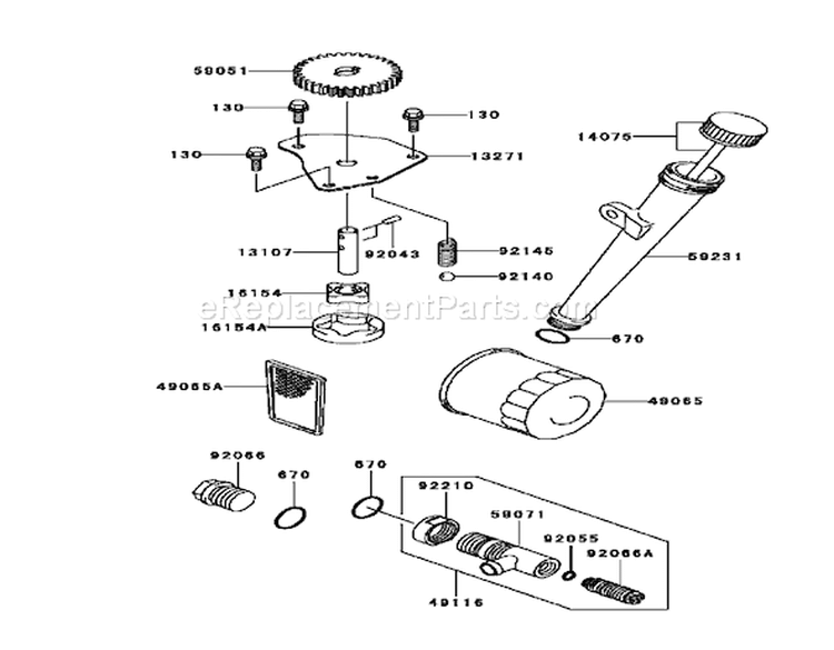 Lubrication Equipment Assembly Kawasaki FH580V-AS13 Diagram and Parts List for 74802 240000159-240999999 - 2004 Toro Lawn Tractor