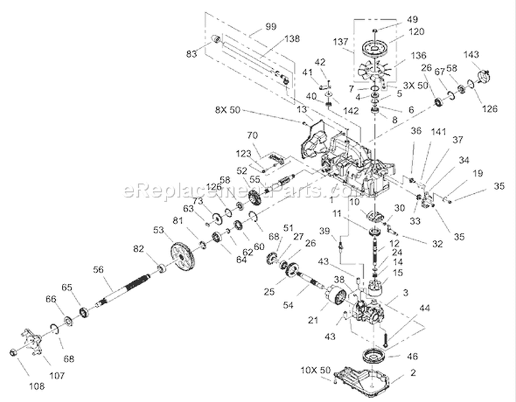 RH Hydro Transaxle Assembly No. 107-1708 Diagram and Parts List for 74802 240000159-240999999 - 2004 Toro Lawn Tractor