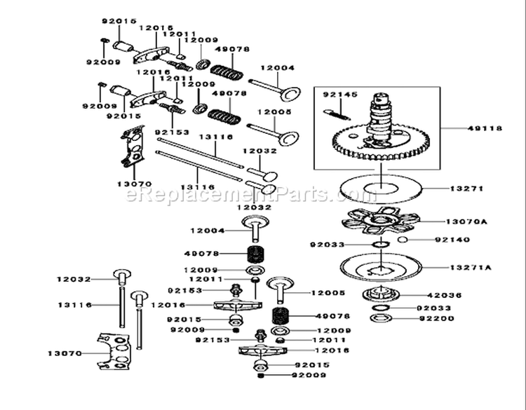 Valve and Camshaft Assembly Kawasaki FH580V-AS13 Diagram and Parts List for 74802 240000159-240999999 - 2004 Toro Lawn Tractor
