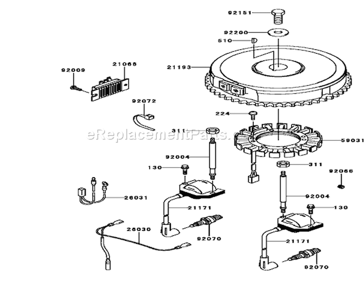 Electric Equipment Assembly Kawasaki FH580V-AS13 Diagram and Parts List for 74802 240000159-240999999 - 2004 Toro Lawn Tractor
