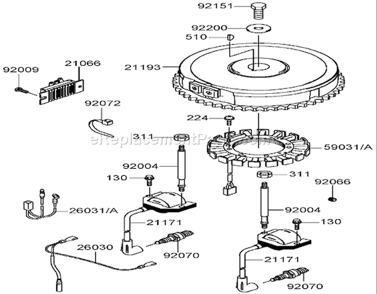 Electric Equipment Assembly Kawasaki FH541V-AS07 Diagram and Parts List for 74806 250000001-250999999 - 2005 Toro Lawn Tractor