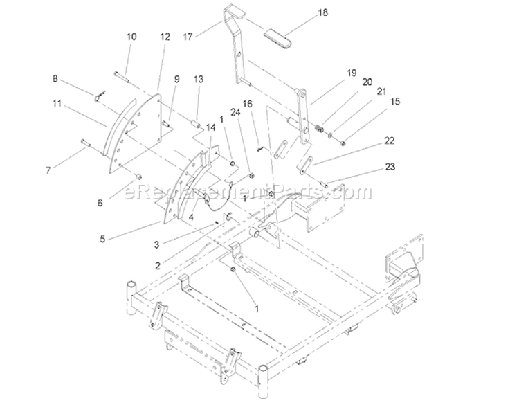 Height-of-Cut Handle and Plate Assembly Diagram and Parts List for 74806 250000001-250999999 - 2005 Toro Lawn Tractor
