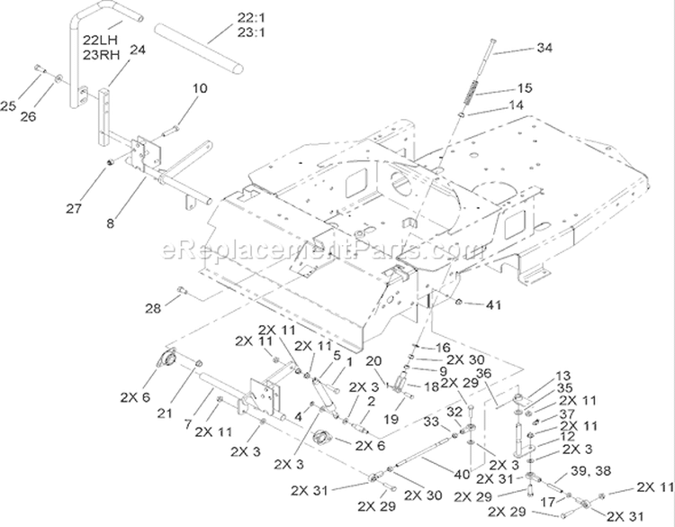 Motion Control Assembly Diagram and Parts List for 74806 250000001-250999999 - 2005 Toro Lawn Tractor