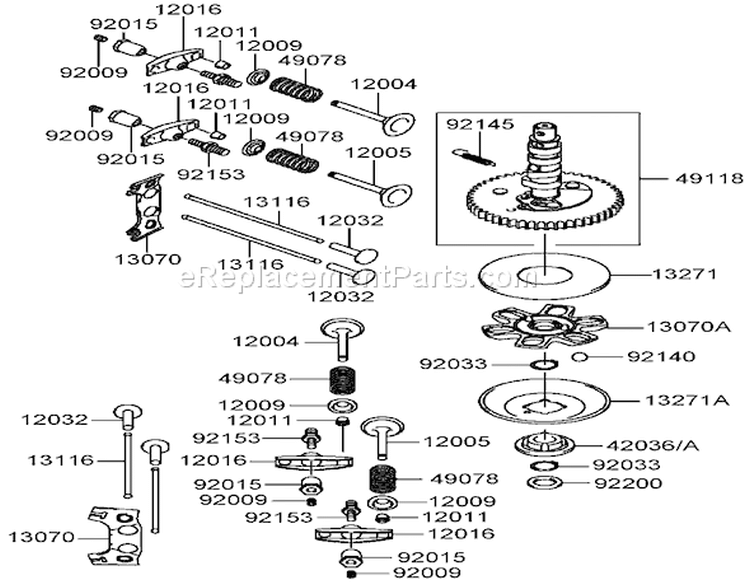 Valve and Camshaft Assembly Kawasaki FH541V-AS07 Diagram and Parts List for 74806 250000001-250999999 - 2005 Toro Lawn Tractor