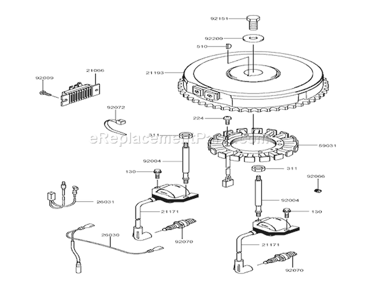 Electrical Equipment Assembly Kawasaki FH580V-CS13-R Diagram and Parts List for 74806 270000001-270999999 - 2007 Toro Lawn Tractor