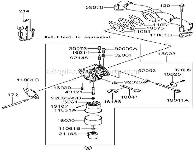 Carburetor Assembly Diagram and Parts List for 72212 250000001-250999999 - 2005 Toro Lawn Tractor