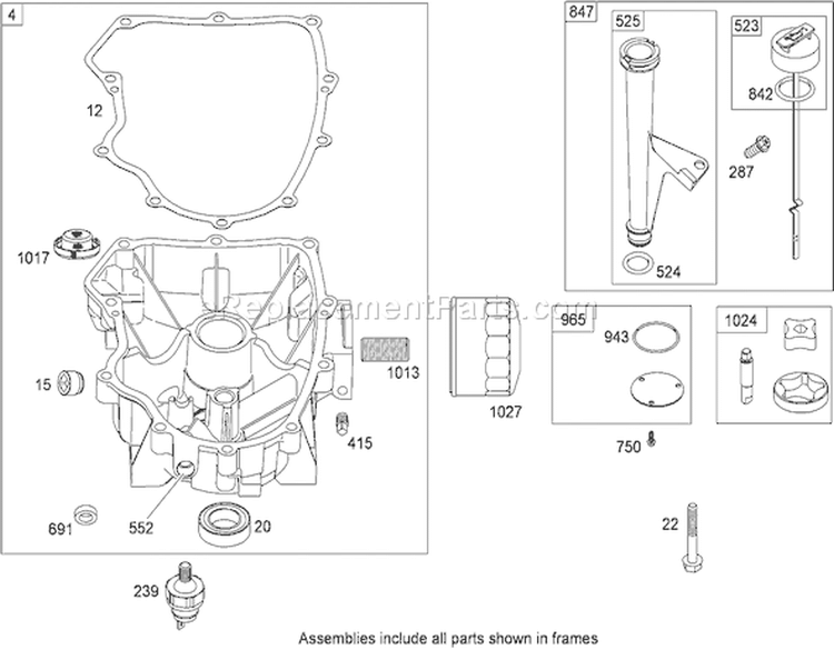 Crankcase Assembly Briggs and Stratton 44K777-0125-G1 Diagram and Parts List for 74812 280000001-280999999 - 2008 Toro Lawn Tractor