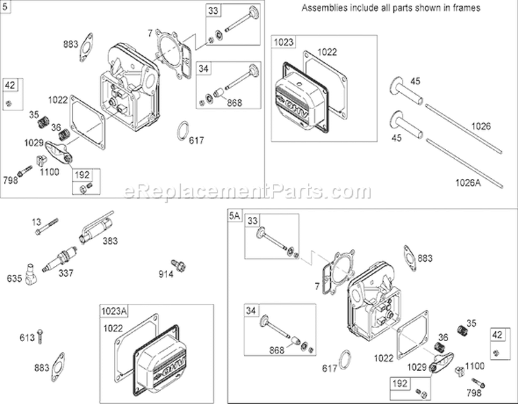 Cylinder Head Assembly Briggs and Stratton 44M777-0118-E1 Diagram and Parts List for 74814 270000001-270999999 - 2007 Toro Lawn Tractor