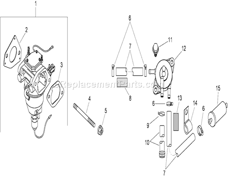 Fuel System Assembly Diagram and Parts List for 74815 290000001-290999999 - 2009 Toro Lawn Tractor