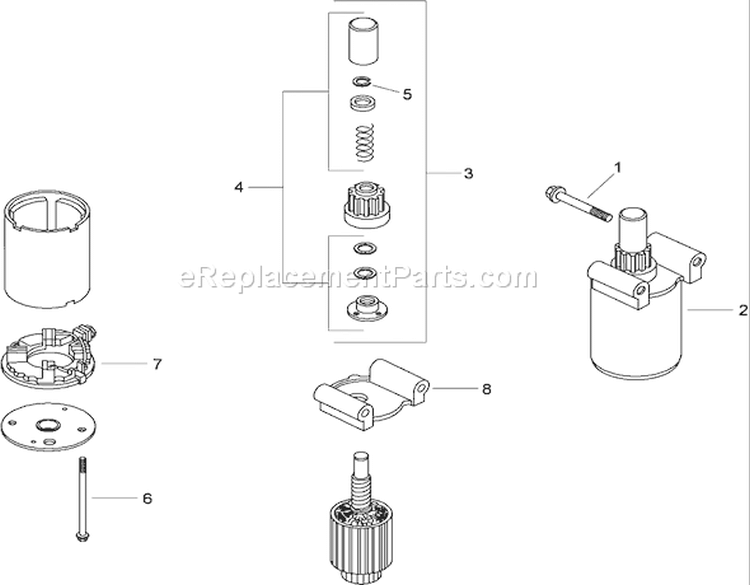 Starter Assembly Diagram and Parts List for 74815 290000001-290999999 - 2009 Toro Lawn Tractor