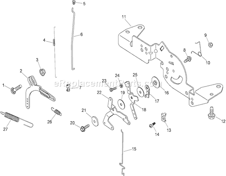 Engine Control Assembly Diagram and Parts List for 74815 290000001-290999999 - 2009 Toro Lawn Tractor