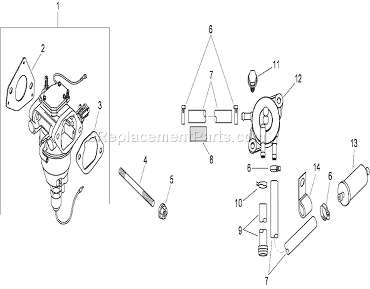 Fuel System Assembly Diagram and Parts List for 74816 280000001-280999999 - 2008 Toro Lawn Tractor