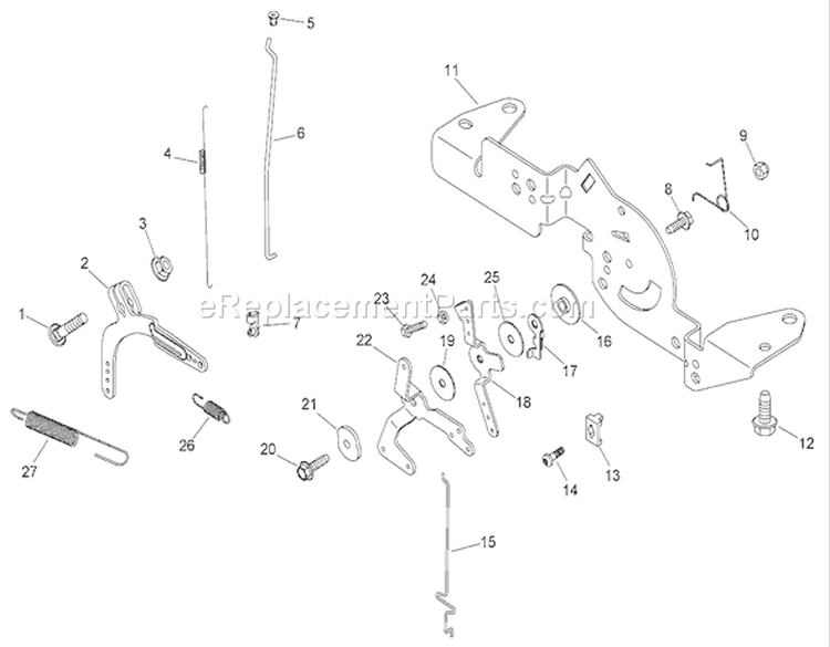 Engine Control Assembly Diagram and Parts List for 74399 270000001-270999999 - 2007 Toro Lawn Tractor
