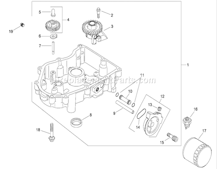 Oil Pan and Lubrication Assembly Diagram and Parts List for 74818 280000001-280999999 - 2008 Toro Lawn Tractor